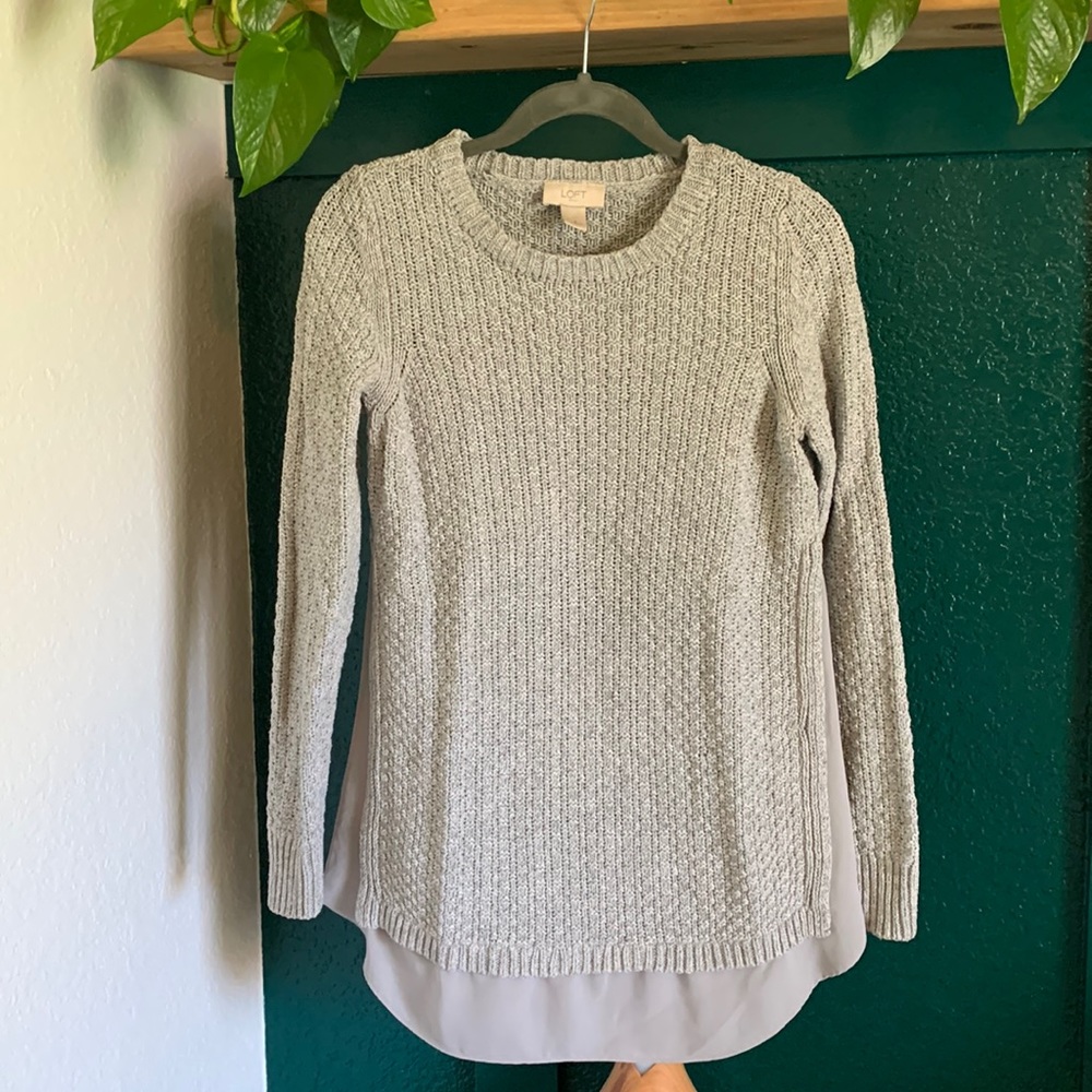 Loft Outlet Grey Mixed Media Sweater